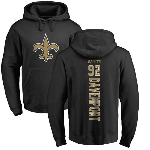 Men New Orleans Saints Black Marcus Davenport Backer NFL Football #92 Pullover Hoodie Sweatshirts->new orleans saints->NFL Jersey